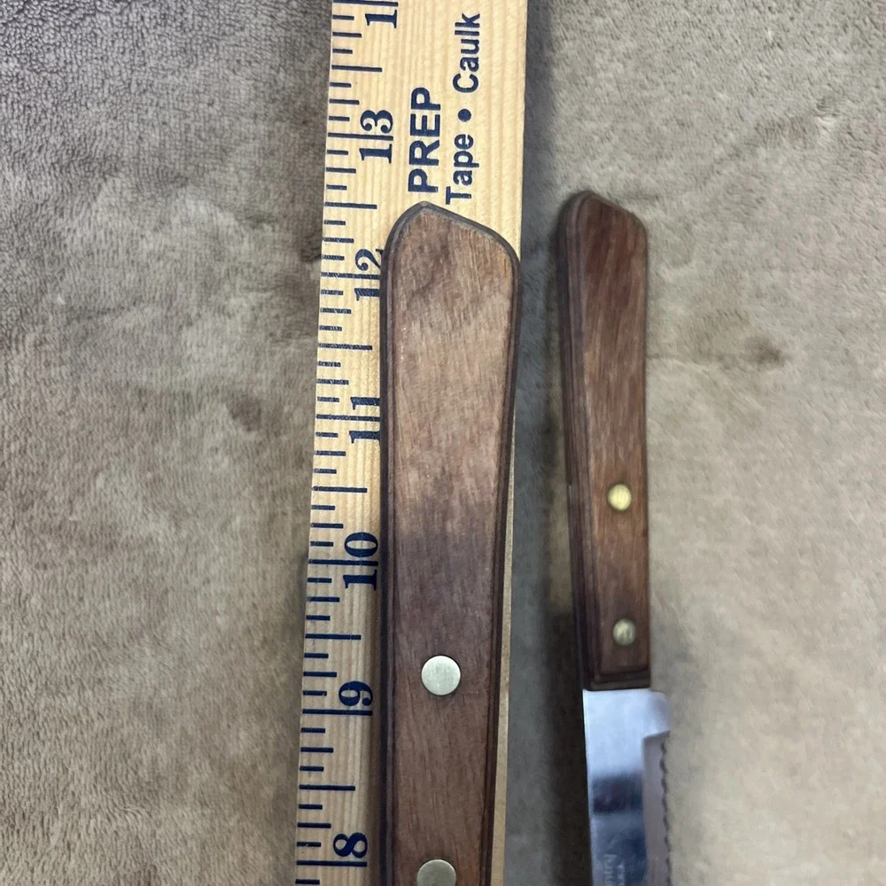 2 Vintage Towne & Country Stainless Serrated Kitchen Knives and Fork Made in USA